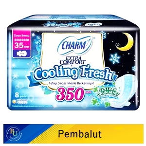 Charm pembalut cooling fresh 8's night wing 35cm