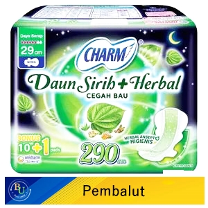 Charm pembalut daun sirih+herbal 10+1s wing 29cm