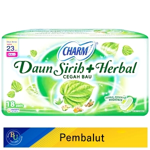Charm pembalut herbal ansept+ 18's non wing 23cm