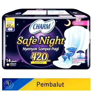 Charm pembalut safe night 14's wing 42cm