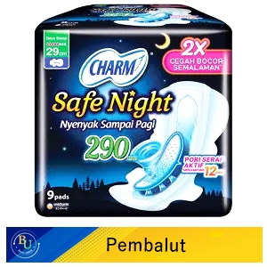 Charm pembalut wanita safe night 9's wing 29cm