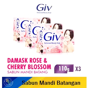 Giv sabun mandi red damask rose & cherry blossom 3x110g