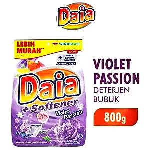 Daia detergent bubuk + softener violet passion 800g