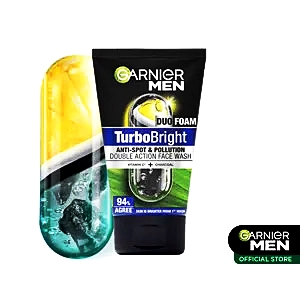 Garnier turbo bright dark spots + pore whitening super duo foam 100ml