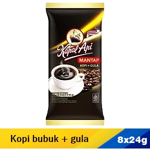 Kapal api kopi bubuk+gula mantap 8x24g