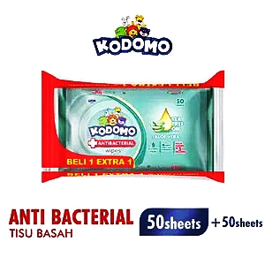 Kodomo Baby Wipes Anti Bacterial 2X50's