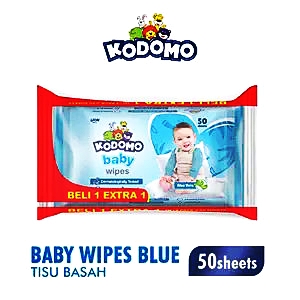 Kodomo tisu basah antibakterial biru bag isi 50
