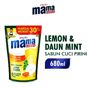 Mama lemon cairan pencuci piring refill ekstrak lemon 680ml