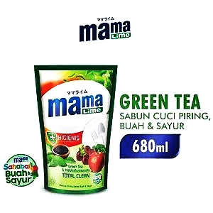 Mama lime cairan pencuci piring refill green tea 680ml
