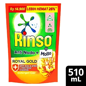 Rinso molto deterjen cair royal gold 510ml
