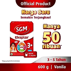 SGM eksplor 3+ pro-gressmaxx vanilla susu pertumbuhan (belajar) 600g