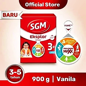 SGM eksplor 3+ pro-gressmaxx vanilla susu pertumbuhan (belajar) 900gr