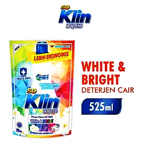 So klin detergent cair clean action white & bright 525ml