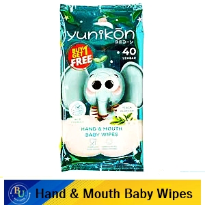 Yunikon hand & mouth baby wipes peach blossom 2x40's